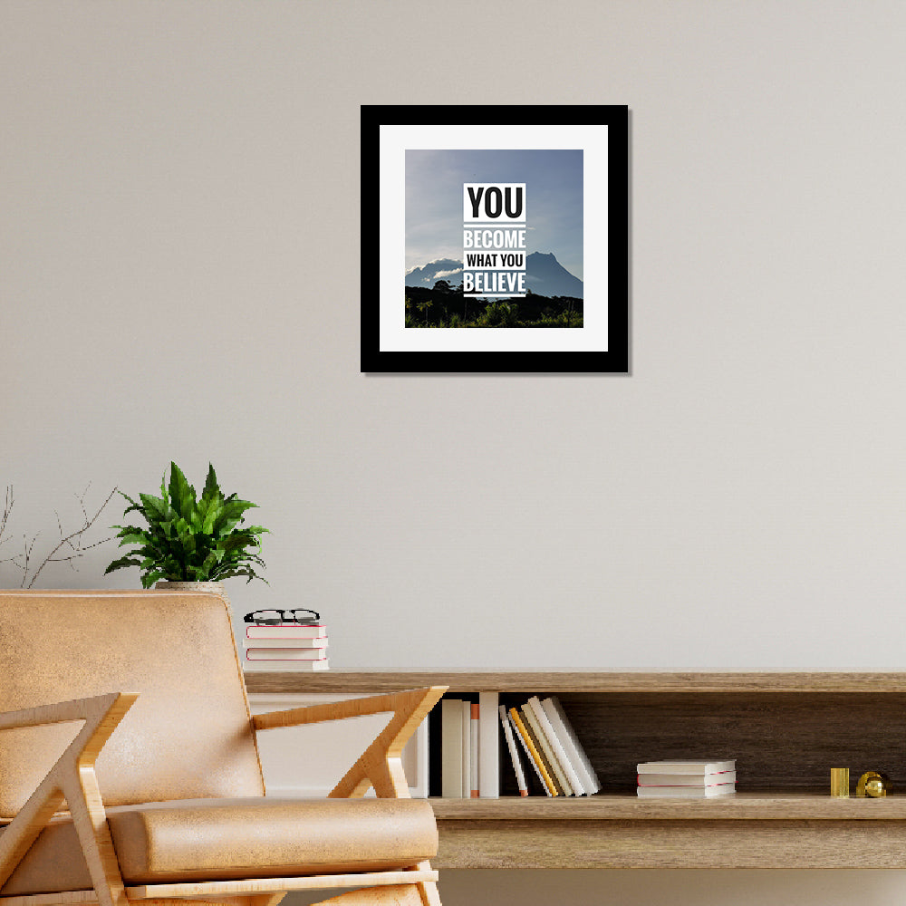 Motivational Quote Wall Art Frame with Acrylic (Blue, Square 12 x