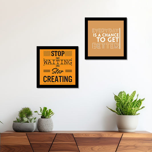 Motivational Frames for Office and Living Room, Modern Wall Art With Acrylic,12x12 in -Set of 2