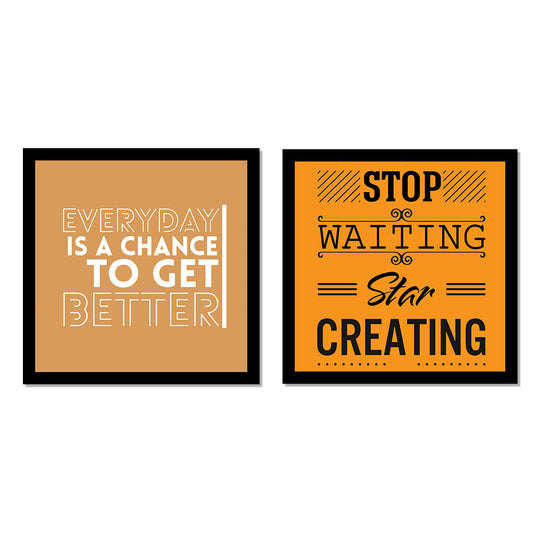 Motivational Frames for Office and Living Room, Modern Wall Art With Acrylic,12x12 in -Set of 2