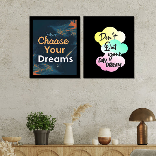 Set of 2 Framed Wall Hanging Motivational Quotes Art Prints/Painting 12 inch X 16 inch Frame for Wall Décor