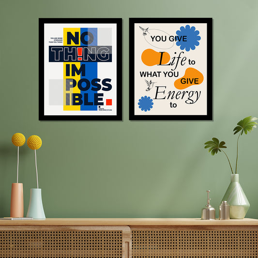 Motivational Quote Frame Set of 2 Digital Print Wall Art (12 x 16 Inches)