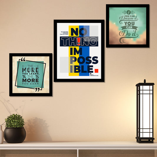 Motivational Quotes Frames Framed Posters | Quotes Wall Frames with Acrylic | Posters With Frame Set of 3 | DSQUOT_028