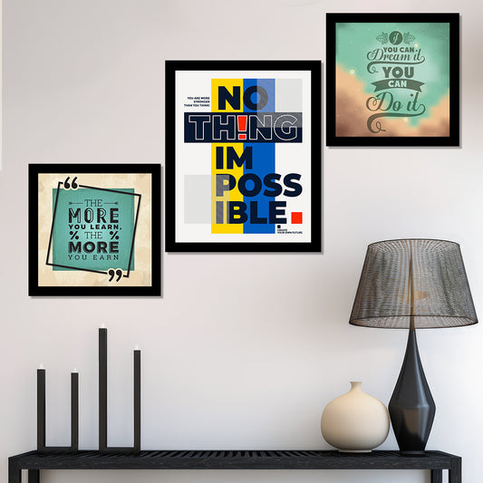 Motivational Quotes Frames Framed Posters | Quotes Wall Frames with Acrylic | Posters With Frame Set of 3 | DSQUOT_028