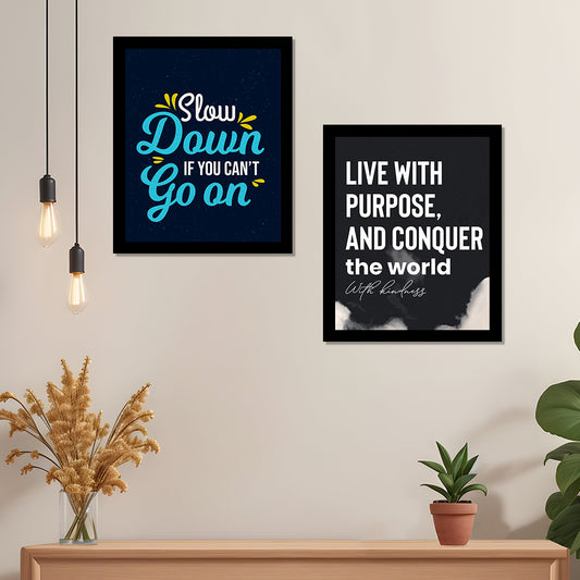 Motivational Framed Painting/Posters for Room Decoration, Set of 2 Black Frame Art Prints/Posters for Living Room ( Size:- 16 x 12 Inches , Each Frame) | DSQUOT_033