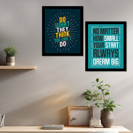 Framed Wall Hanging Art Print Motivational Quote Office, Home and Study Room Decor Art Prints 16 Inch X 12 Inch With Acrylic Set of 2 | DSQUOT_043