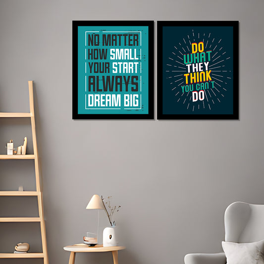 Framed Wall Hanging Art Print Motivational Quote Office, Home and Study Room Decor Art Prints 16 Inch X 12 Inch With Acrylic Set of 2 | DSQUOT_043