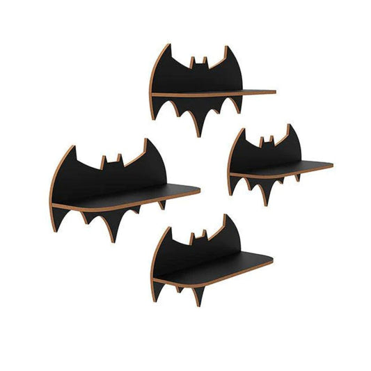 Beautiful Design Batman Shaped Wooden Wall Shelf Set Of Four