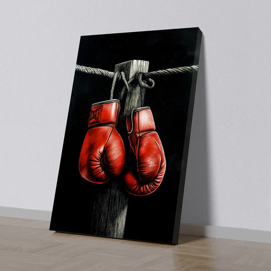 Final Round Bold Red Boxing Gloves Canvas wall Painting for Gym Wall Decoration Elegant boxing Stretched Wall Paintings