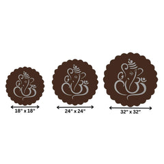 Laser Cut Lord Ganesha Brown Wooden Wall Decorative LED Backlit for Home and Office Décor