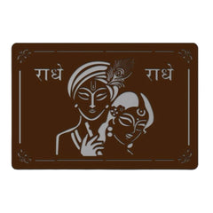 Laser Cut Radha Krishna Brown MDF Wall Decorative Frame with LED Backlit for Home and Office Wall Décor