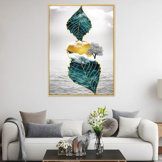 Leaves with Sun Canvas Wall Painting