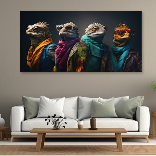 Cool Colorful Lizard 3D Acrylic Canvas Wall Painting