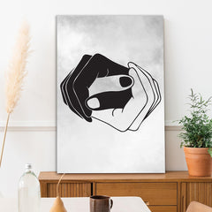 Abstract Hands Canvas Painting Symbol of Unity and Connection in Monochrome Holding Hands Line Art for Wall Decoration Elegant Modern Art Stretched Wall Paintings