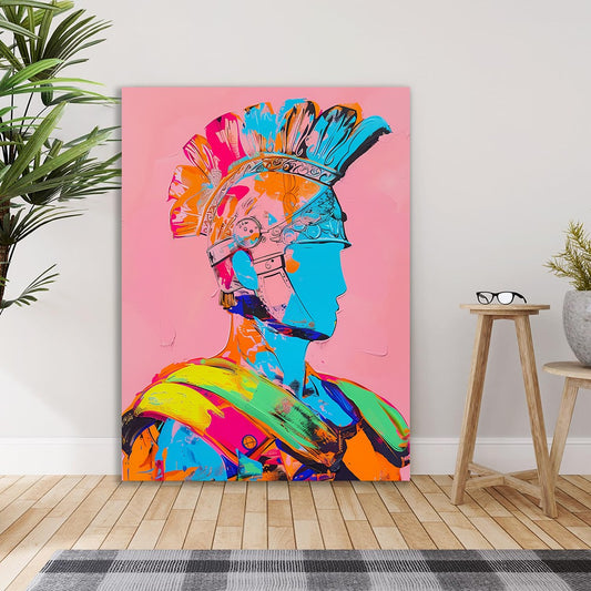 Roman Warrior Canvas Painting Modern Vibrant Abstract Pop Art Canvas Painting Wall Decor for Wall Decoration Elegant Roman Warrior Moder Art Stretched Wall Paintings