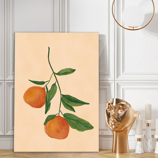 Rustic Orange Citrus Botanical Canvas Painting Minimalist Fruit Canvas Wall Art for Wall Decoration Elegant Modern Art Stretched Wall Paintings