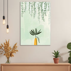 Minimalist Botanical Wall Art Green Leaf Plant in Vase Canvas Print for Modern Home & Office Décor for Wall Decoration Elegant Modern Art Stretched Wall Paintings