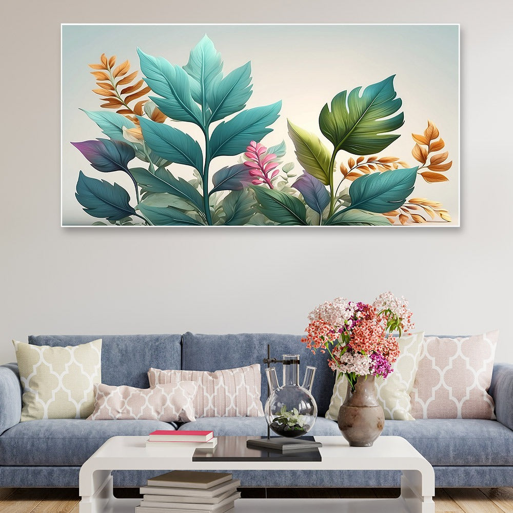 Lush Tropical Leaf Canvas painting Vibrant Botanical Wall Art for Elegant Interiors