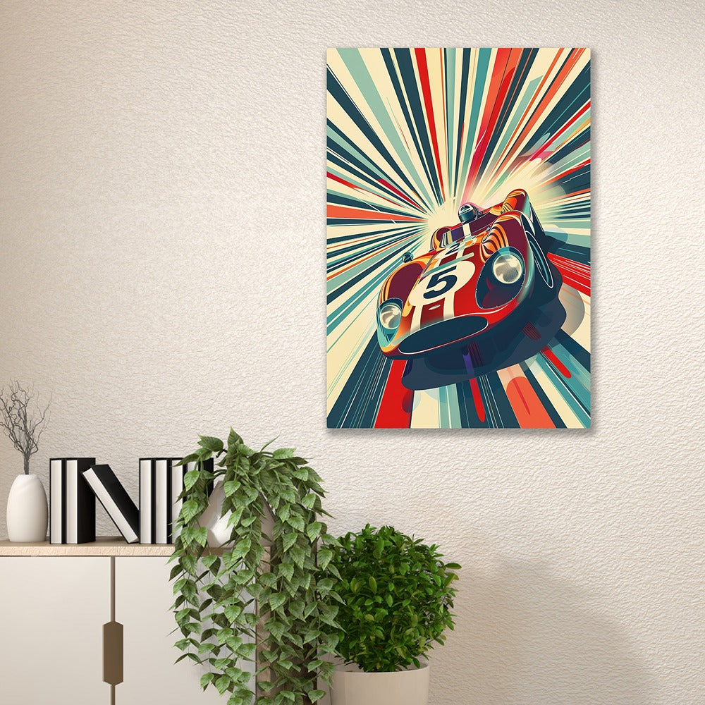 Retro Racer Canvas Wall Painting Wall Decoration Elegant Racer Car Stretched Wall Paintings