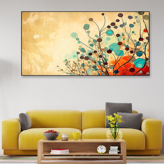 Abstract Floral Canvas Painting Modern Botanic Artwork