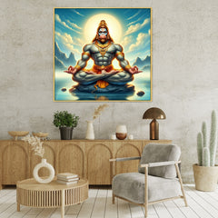 Meditating Lord Hanuman Ji Canvas Wall Painting
