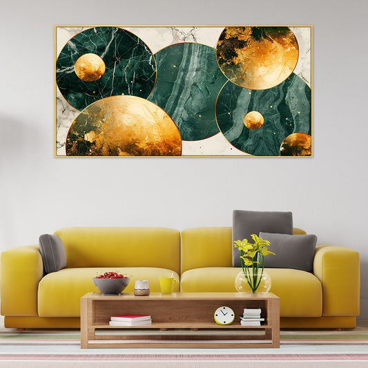 Circle With Yellow And Green Background Canvas Wall Painting