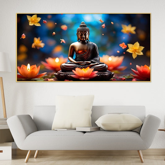 Serene Lord Buddha Meditation religious Canvas wall painting Decoration
