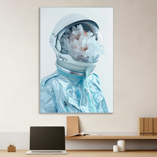 Frozen Cosmos Surreal Astronaut Ice Helmet Canvas Art Futuristic Space Wall Decor for Wall Decoration Elegant Modern Art Stretched Wall Paintings