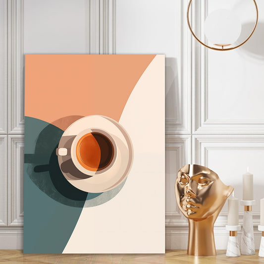 Modern Minimalist Coffee Art Abstract Espresso Cup Wall Canvas Painting Retro Color Palette Kitchen & Café Decor for Wall Decoration