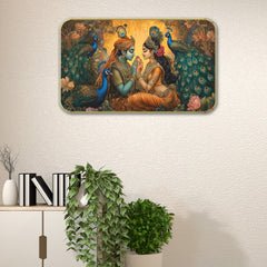 DEKORSTATION Premium Radha Krishna Modern Art Wall Painting with Sparkle Lamination | Elegant Finished Surface | 11 x 14 Inch | Home, Office & Hotel Decor