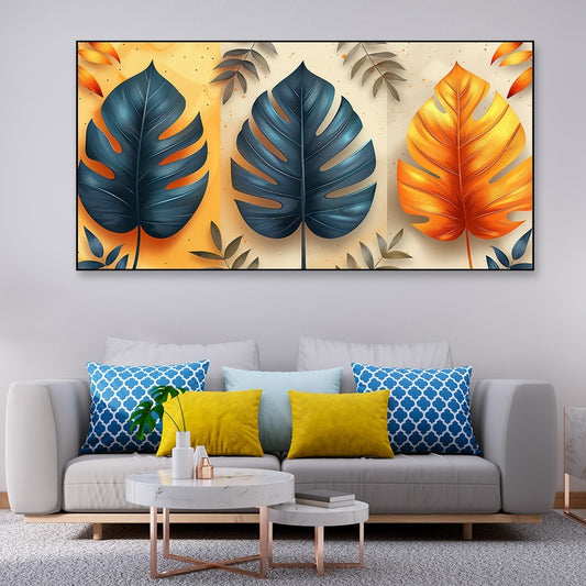 Multicolor Tropical Leaf Abstract Canvas Wall Painting