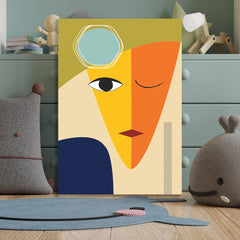 Modern Abstract Face Canvas Wall Painting Colorful Geometric Minimalist Canvas Painting Inspired by Picasso for Wall Decoration Elegant Modern Art Stretched Wall Paintings