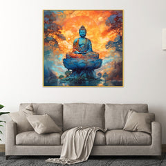 Meditating Buddha Canvas Painting Abstract wall art for Bedroom