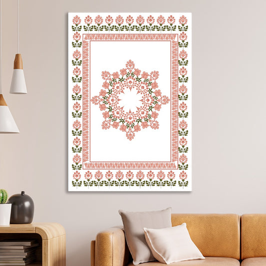 Floral Mandala Canvas Wall Painting Vintage Inspired Botanical Pattern for Wall Decoration Elegant Modern Art Stretched Wall Paintings