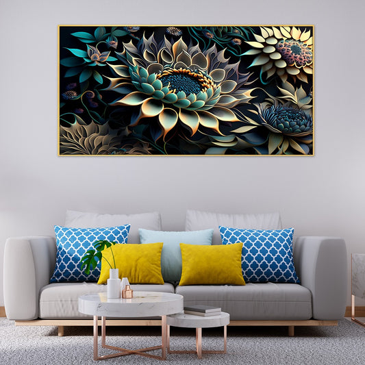 Beautiful 3D Multicolor Flower Canvas Wall Painting