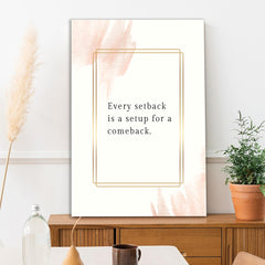 Motivational Canvas Wall Painting Every Setback is a Setup for a Comeback' Quote Canvas Painting for Wall Decoration Elegant Modern Art Stretched Wall Paintings