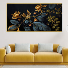 Seamless Pattern With Golden Floral Design Canvas Wall Painting