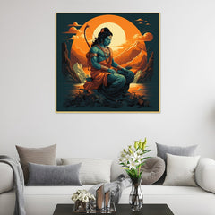 Lord Shri Ram Ji with Sun set Canvas Wall Painting