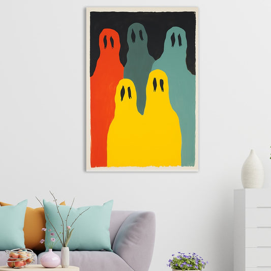 Colorful Ghosts Abstract Modern Halloween Canvas Painting Wall Decor for Wall Decoration Elegant Little Girl Moder Art Stretched Wall Paintings