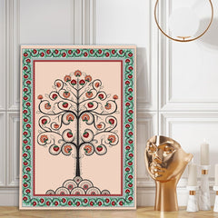 Traditional Floral Tree of Life Canvas Painting Vintage Boho Ethnic Wall Décor For Wall Decoration Elegant Modern Art Stretched Wall Paintings