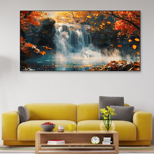 Autumn Cascade Bliss beautiful Waterfall nature Canvas wall painting  Decoration