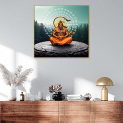 Meditating Lord Hanuman Ji Canvas Wall Painting