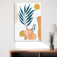 Dekorstaion Leaf & Vase Boho Canvas Painting Botanical Abstract Minimalist Wall Art for Wall Decoration Elegant Modern Art Stretched Wall Paintings