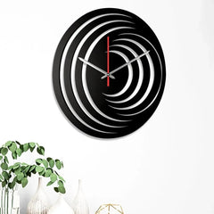 Black Wooden Wall Clock with Abstract Hurricane Logo