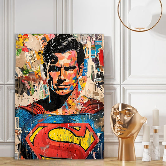 Superman Canvas painting Vibrant Superhero Wall Art Modern Comic Inspired Decor for Fans and Collectors for Wall Decoration Elegant Little Girl Moder Art Stretched Wall Paintings