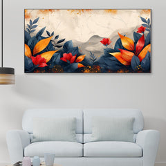 Colorful Leaves and Mountain Canvas Wall Painting