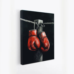 Final Round Bold Red Boxing Gloves Canvas wall Painting for Gym Wall Decoration Elegant boxing Stretched Wall Paintings