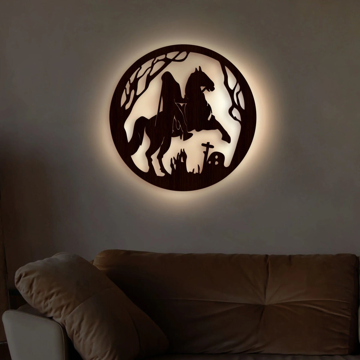 Ghost Rider Wooden Laser Cut Wall Decorative LED Backlit for Home and Office Décor