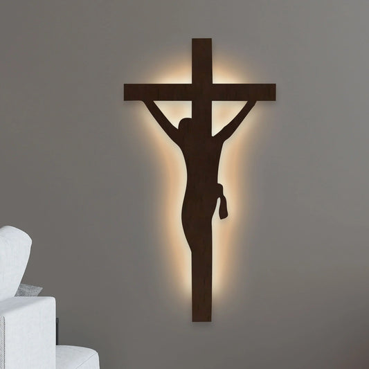 Jesus on Cross Laser Cut MDF Wooden LED Decorative Backlit for Home and Office Décor