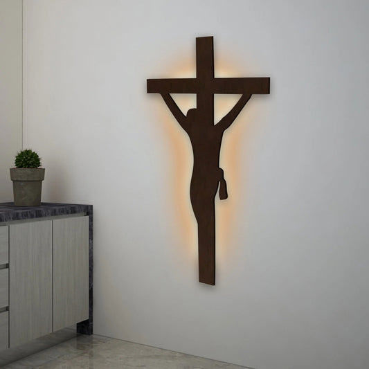 Jesus on Cross Laser Cut MDF Wooden LED Decorative Backlit for Home and Office Décor