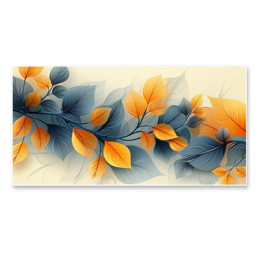 A Swirling Blend Of Autumn Leaves And Blue Waves Canvas Wall Painting